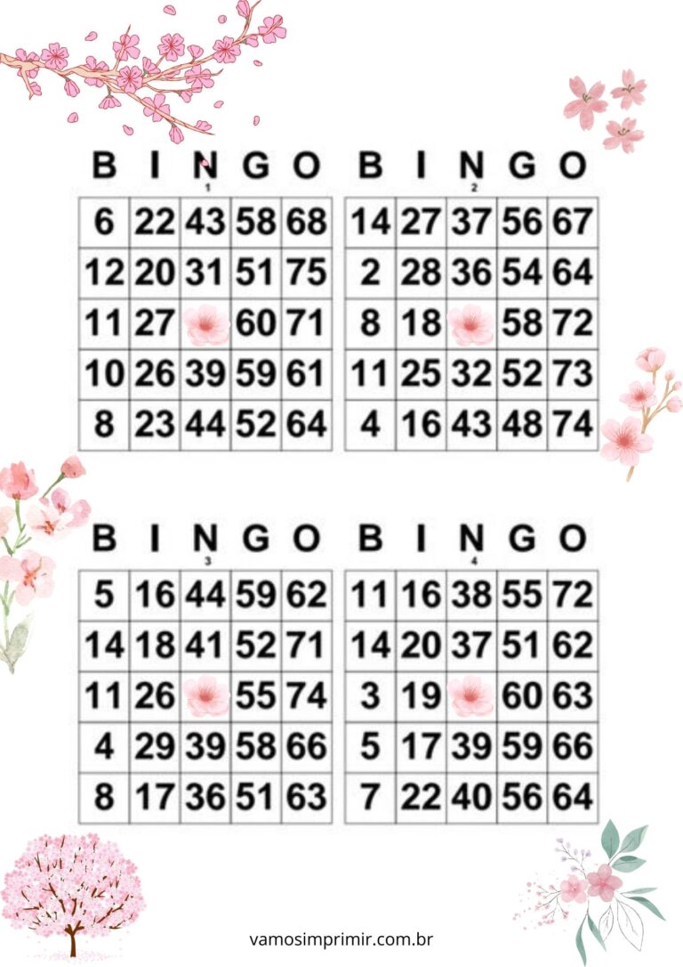 Cartelas de Bingo para imprimir