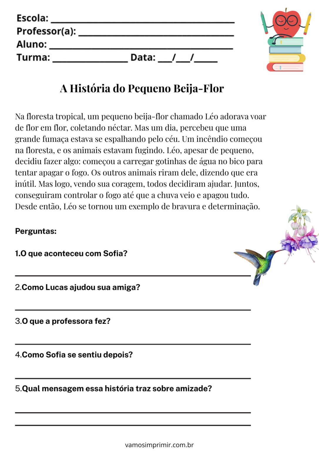 Leitura e interpretação de texto para o 3° ano para imprimir – Vamos ...