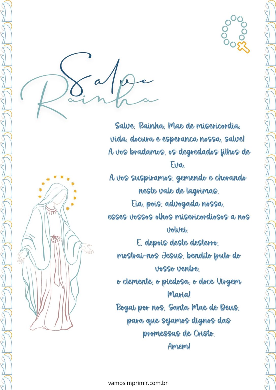 Oração Salve Rainha completa para imprimir – Vamos Imprimir
